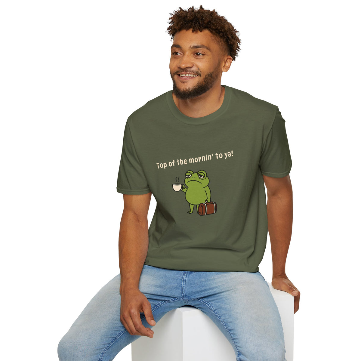 "Top of the mornin' to ya!" Frog Coffee Graphic Tee