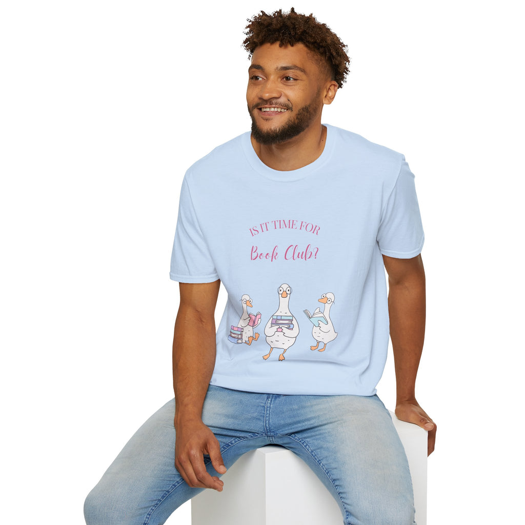 "Is It Time for Book Club?" Cute Geese Reading Tee