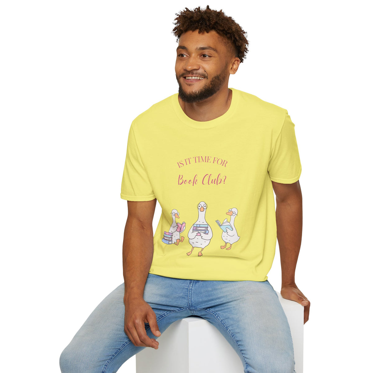 "Is It Time for Book Club?" Cute Geese Reading Tee