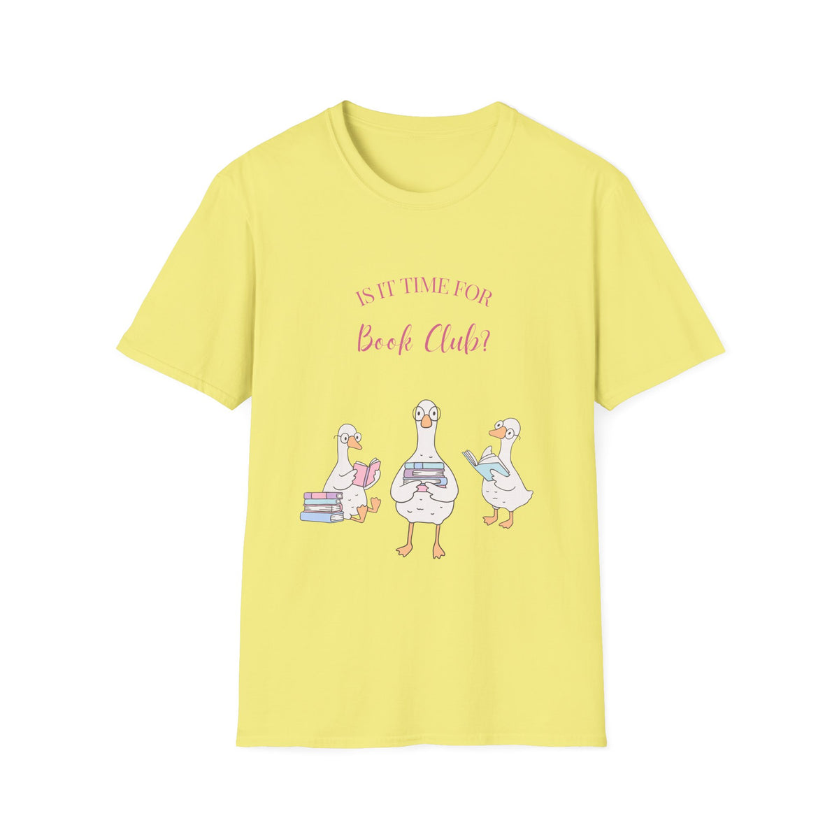 "Is It Time for Book Club?" Cute Geese Reading Tee