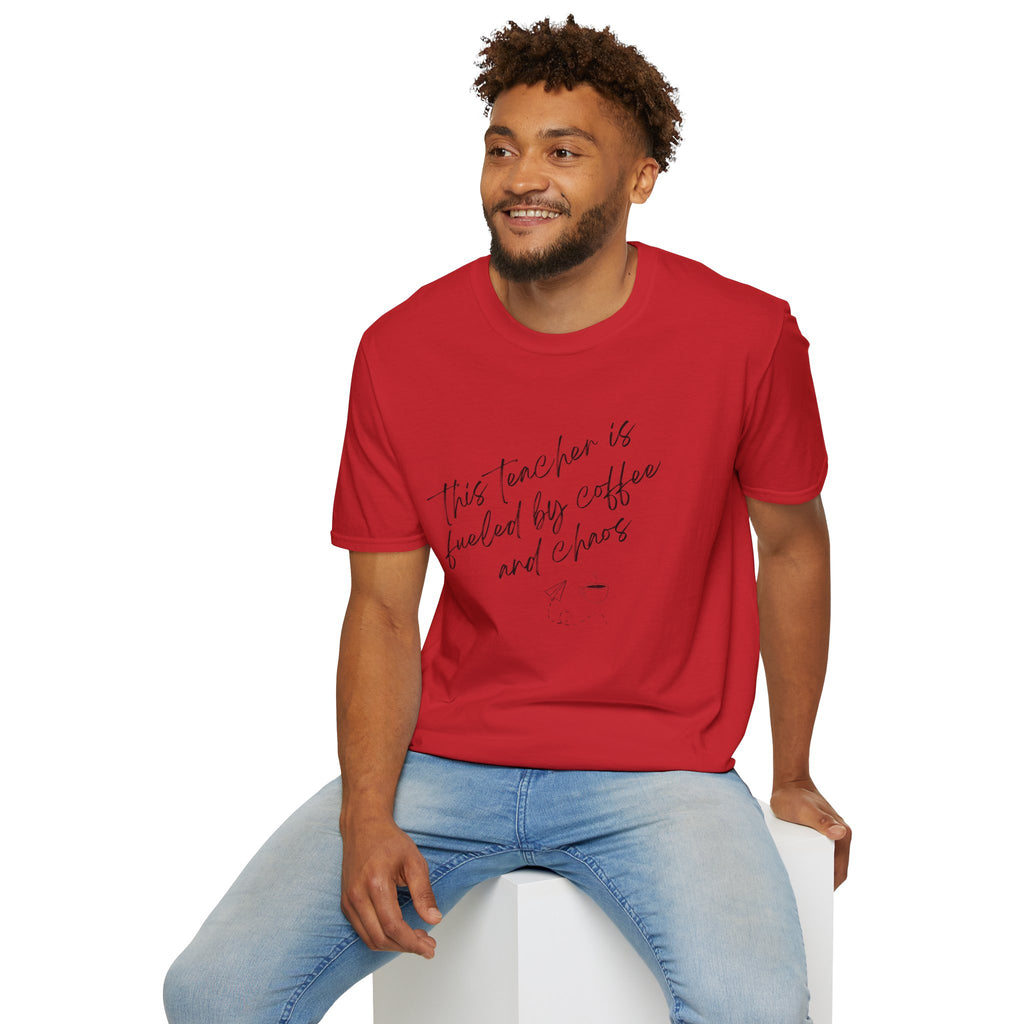 Teacher Tee- "This Teacher is Fueled by Coffee and Chaos"