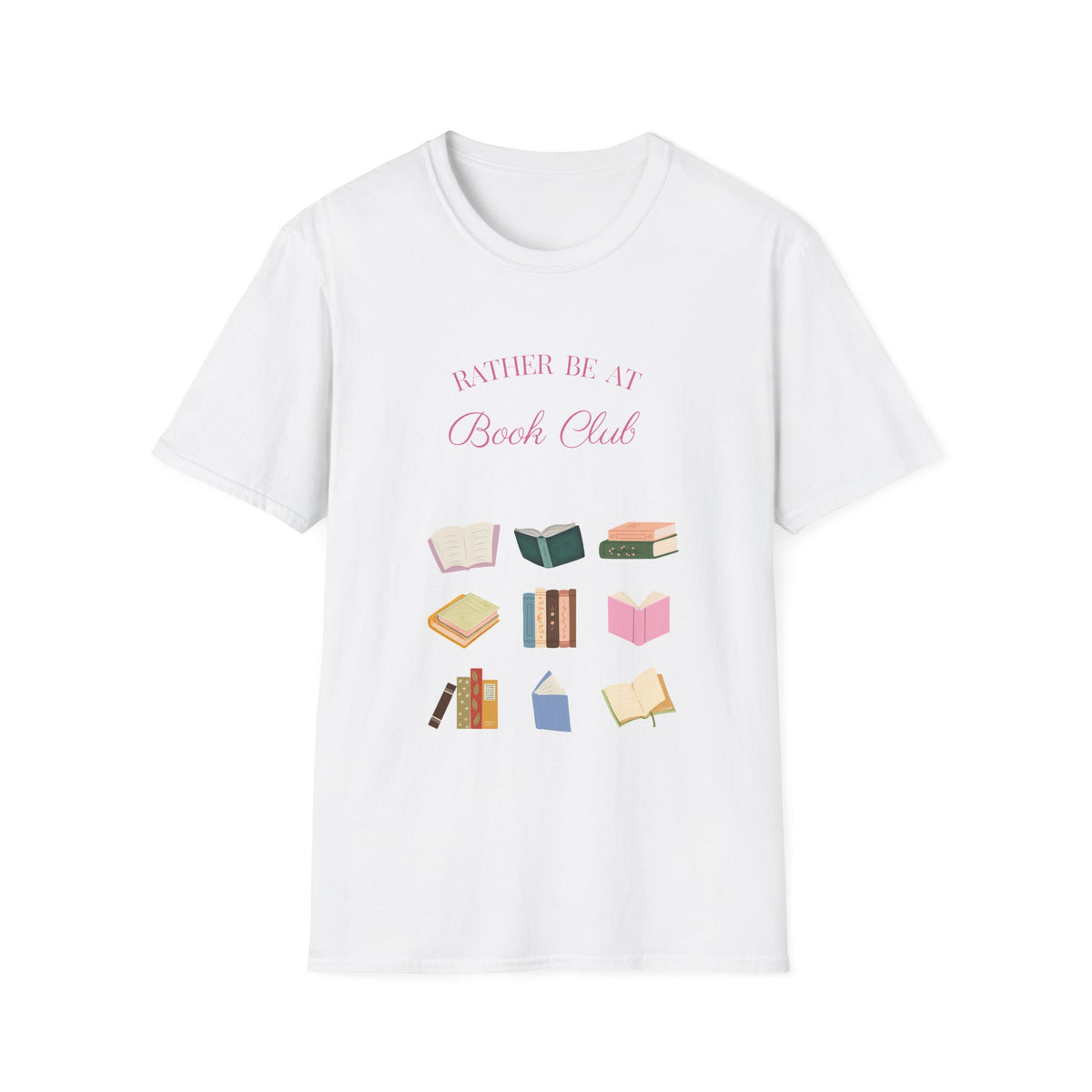 "Rather Be At Book Club" Cute Pastel Reading Tee