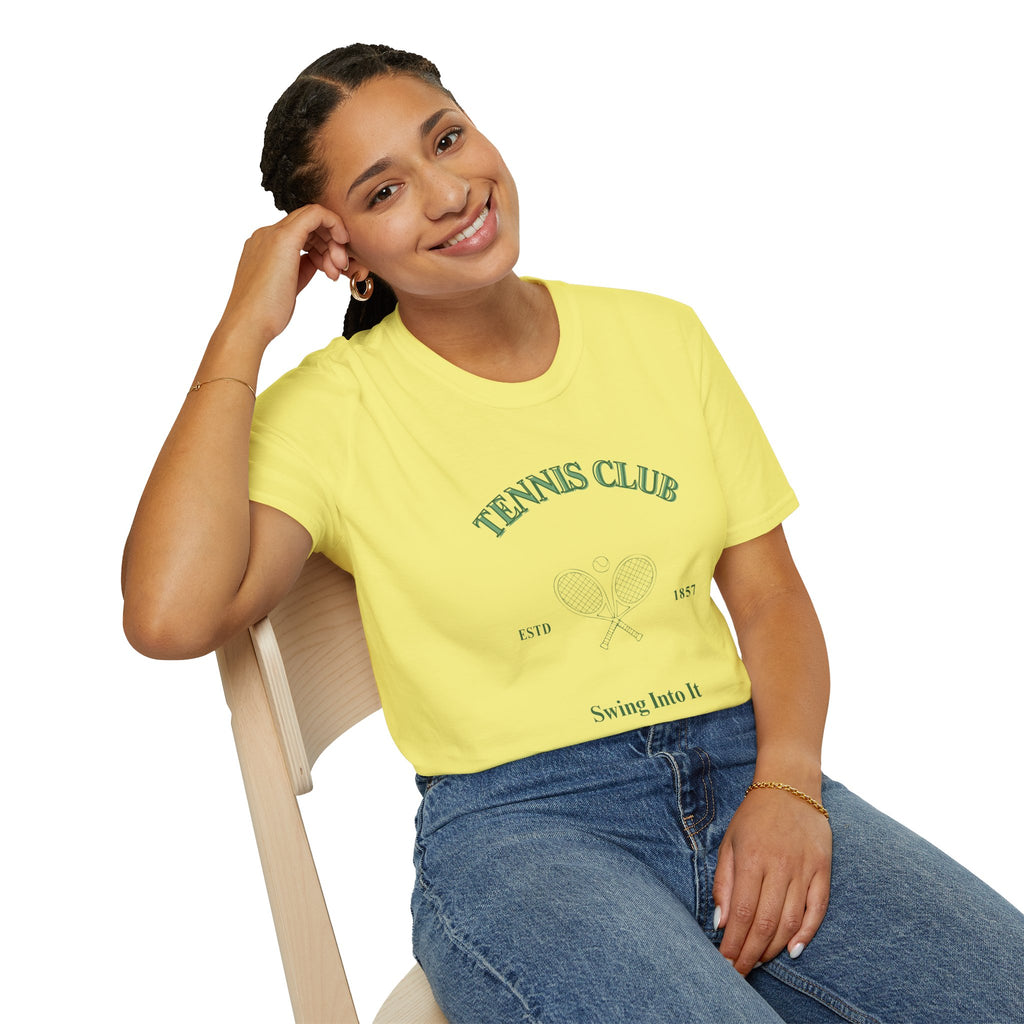 Tennis Club T-Shirt — 'Swing Into It' Vintage Tennis Tee
