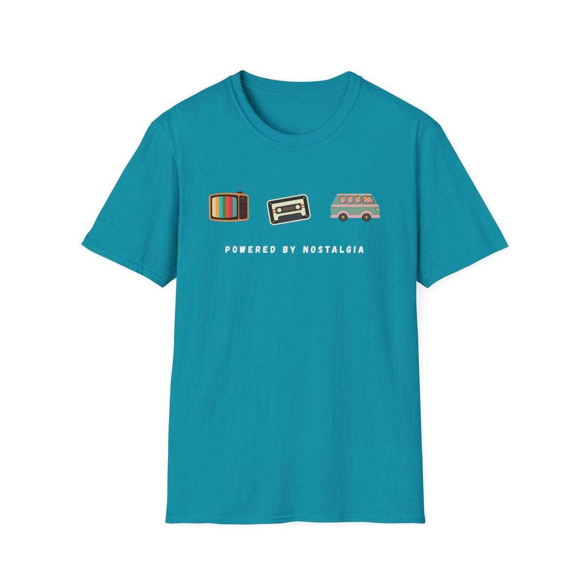 "Powered by Nostalgia" — Vintage Vibes Graphic Tee