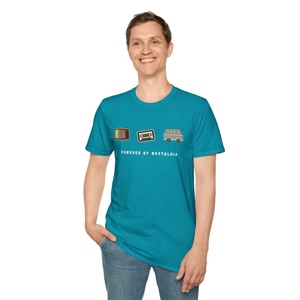 "Powered by Nostalgia" — Vintage Vibes Graphic Tee