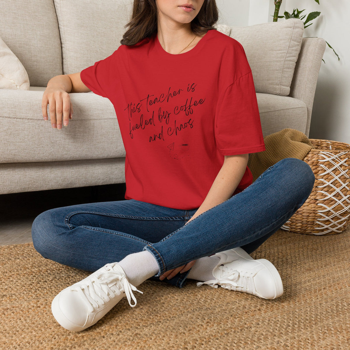 Teacher Tee- "This Teacher is Fueled by Coffee and Chaos"