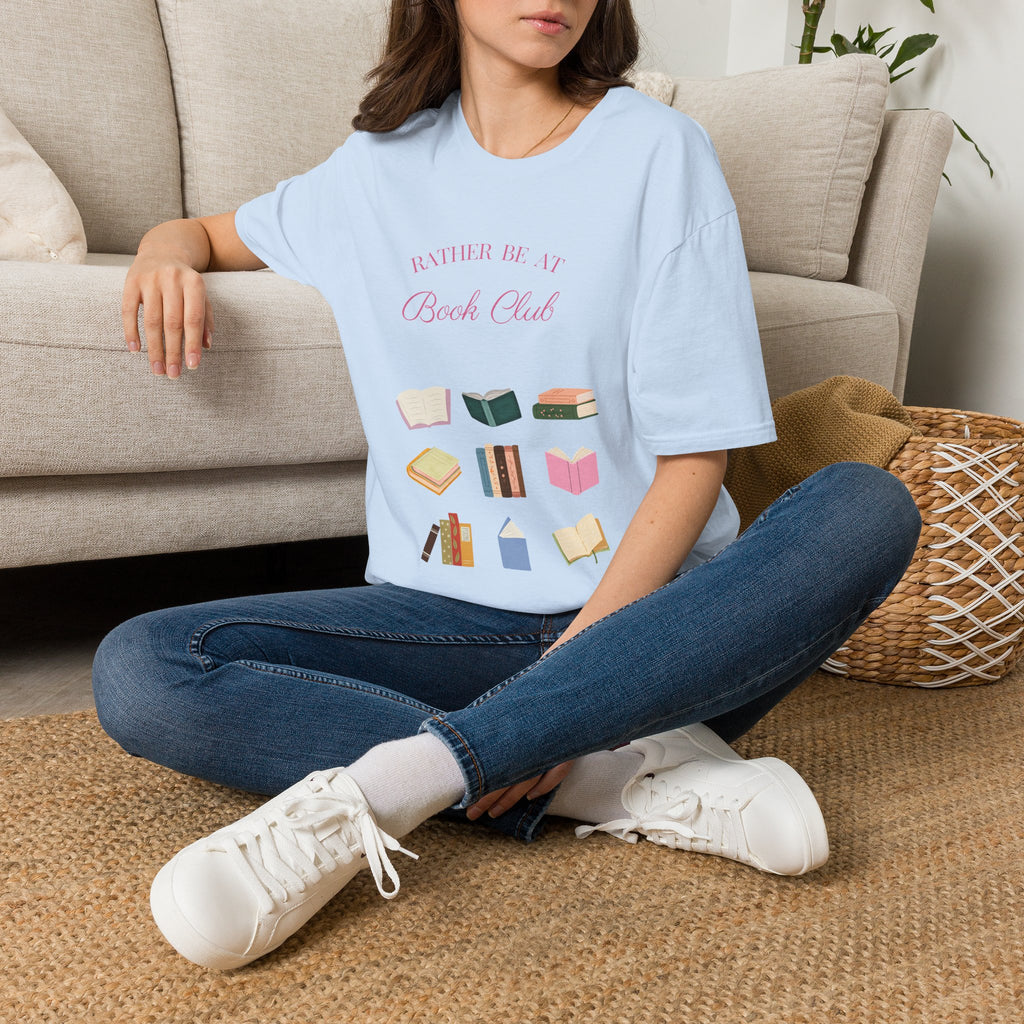"Rather Be At Book Club" Cute Pastel Reading Tee