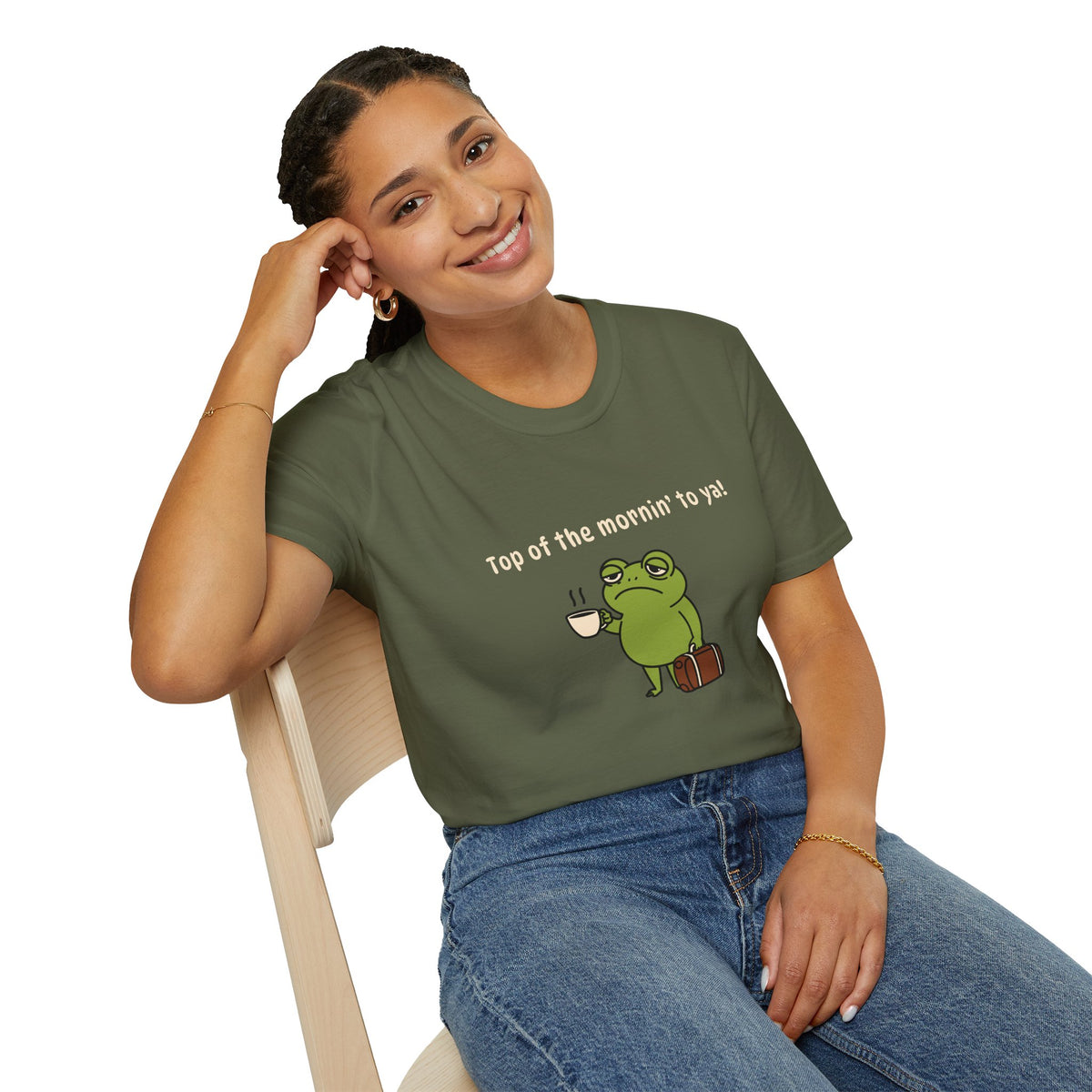 "Top of the mornin' to ya!" Frog Coffee Graphic Tee