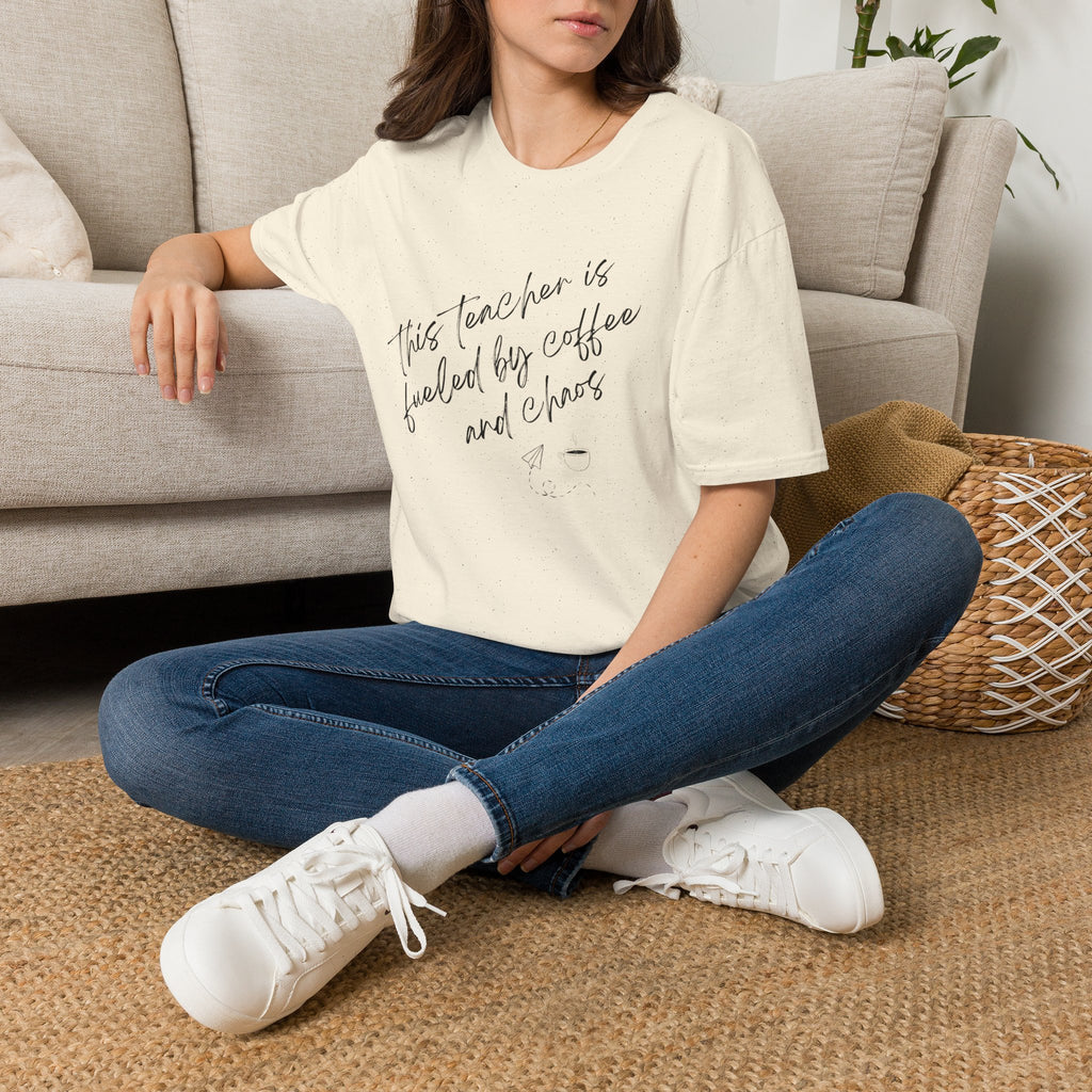 Teacher Tee- "This Teacher is Fueled by Coffee and Chaos"