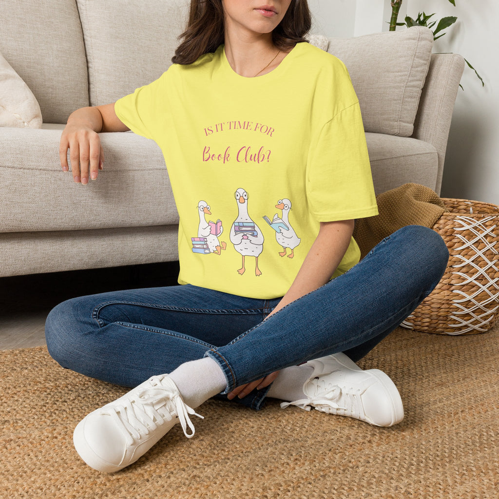 "Is It Time for Book Club?" Cute Geese Reading Tee