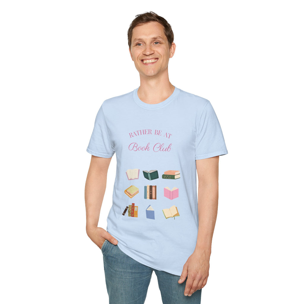 "Rather Be At Book Club" Cute Pastel Reading Tee