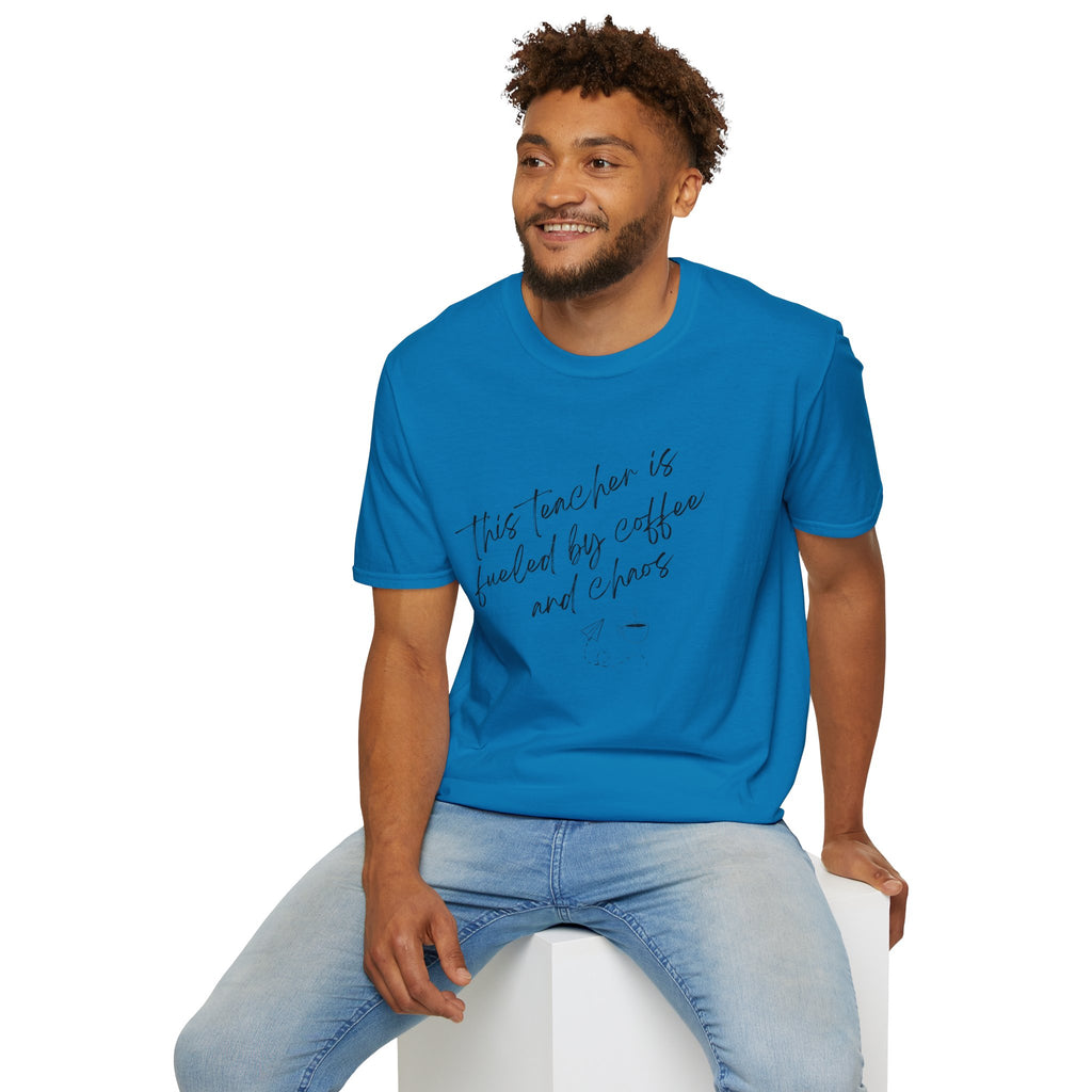 Teacher Tee- "This Teacher is Fueled by Coffee and Chaos"