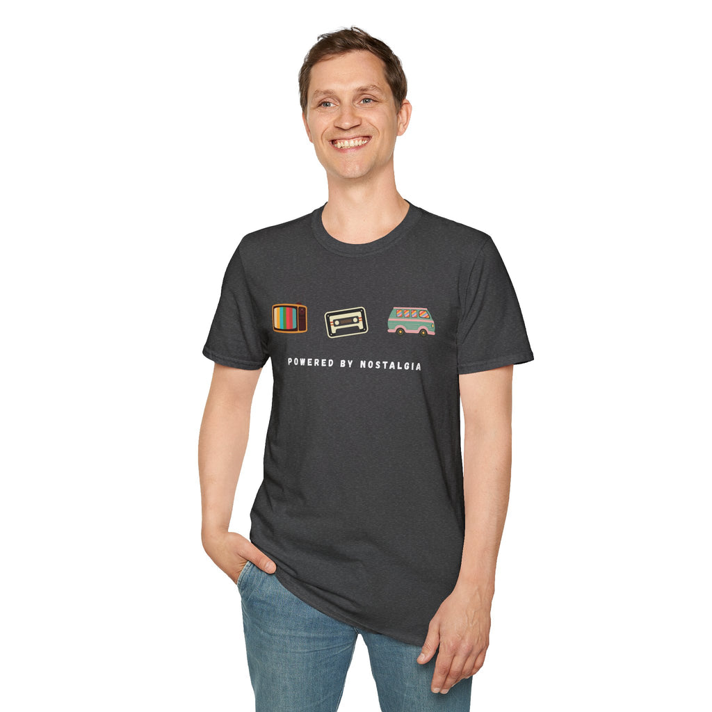 "Powered by Nostalgia" — Vintage Vibes Graphic Tee