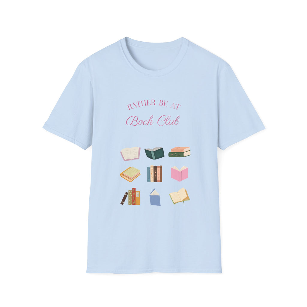 "Rather Be At Book Club" Cute Pastel Reading Tee