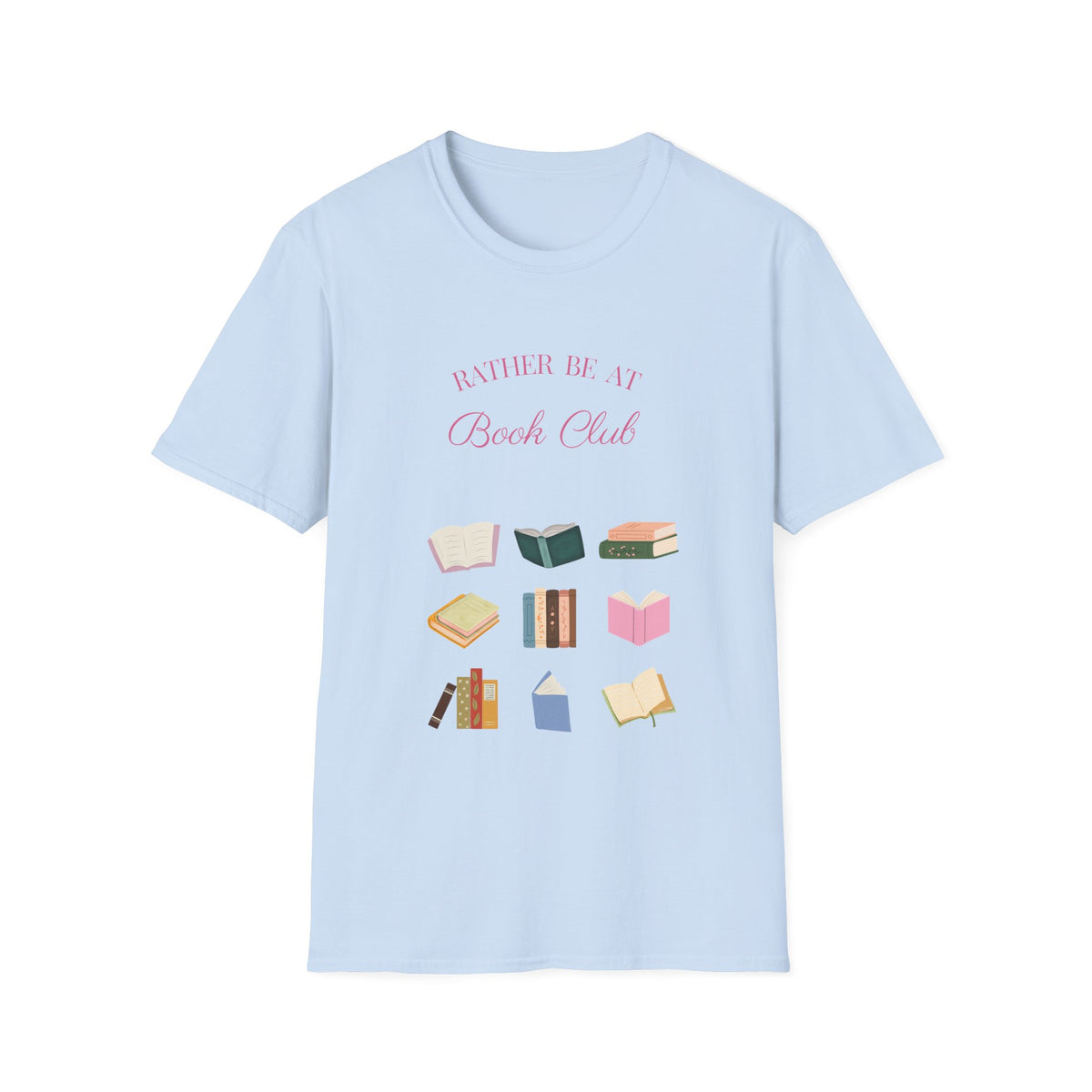 "Rather Be At Book Club" Cute Pastel Reading Tee