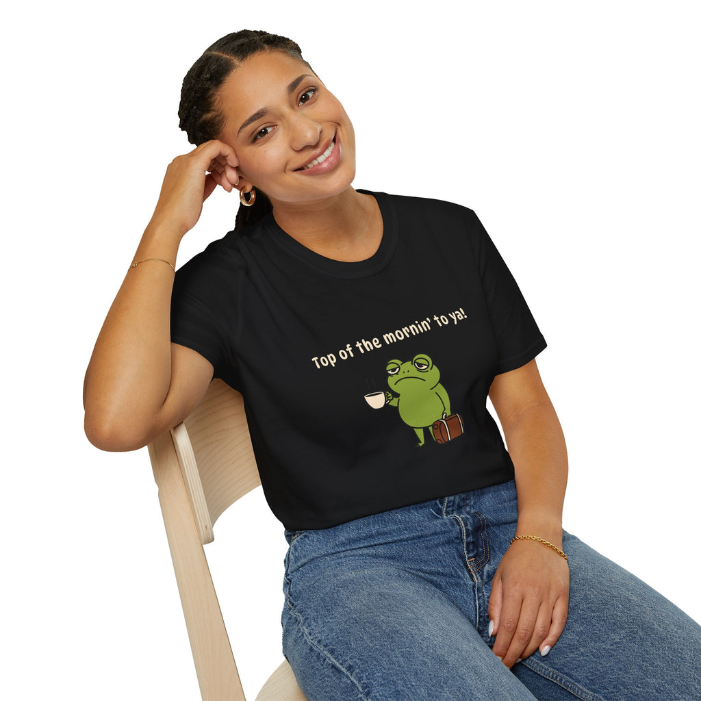 "Top of the mornin' to ya!" Frog Coffee Graphic Tee