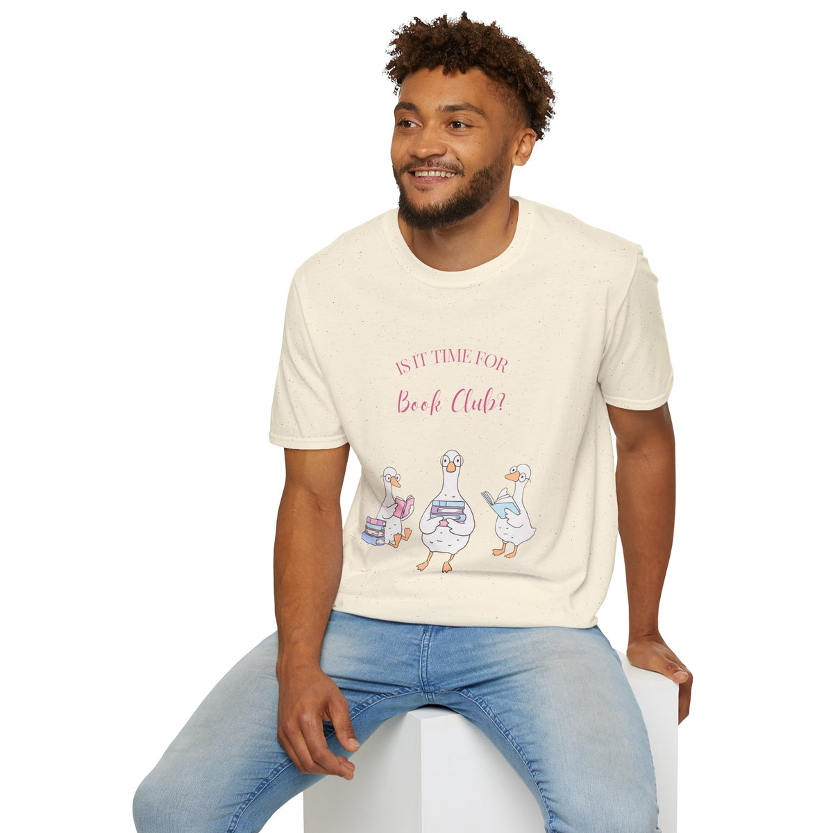 "Is It Time for Book Club?" Cute Geese Reading Tee