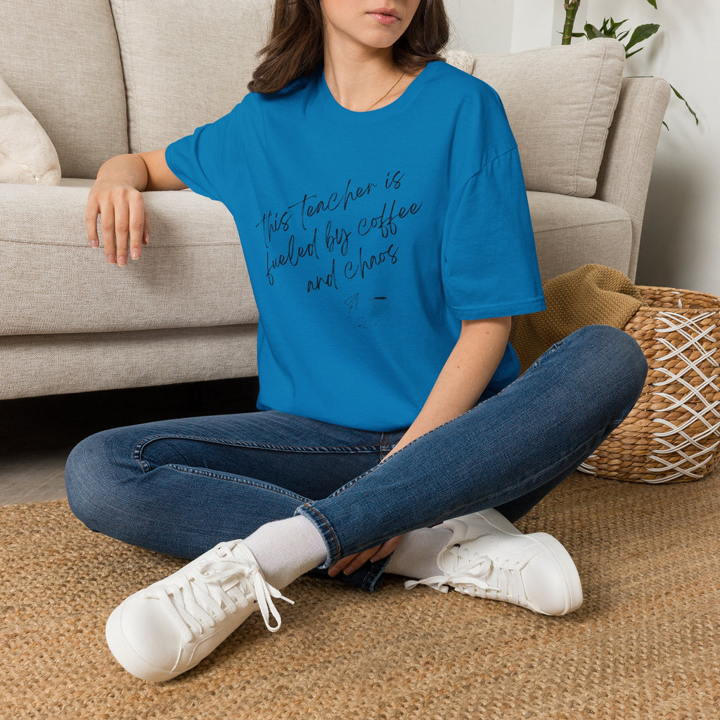 Teacher Tee- "This Teacher is Fueled by Coffee and Chaos"