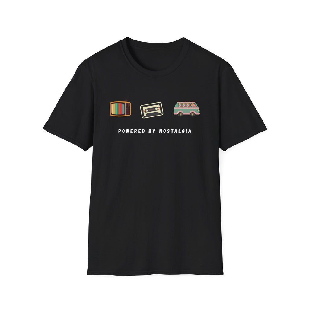 "Powered by Nostalgia" — Vintage Vibes Graphic Tee