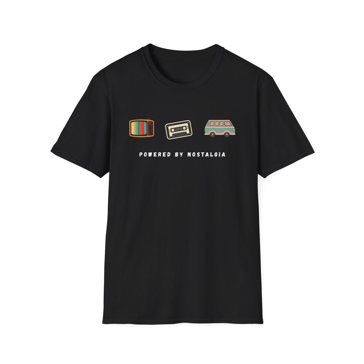 "Powered by Nostalgia" — Vintage Vibes Graphic Tee