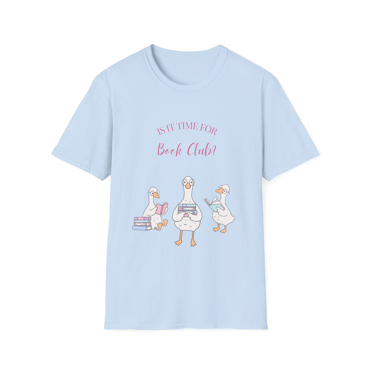 "Is It Time for Book Club?" Cute Geese Reading Tee