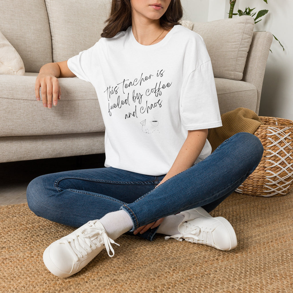Teacher Tee- "This Teacher is Fueled by Coffee and Chaos"