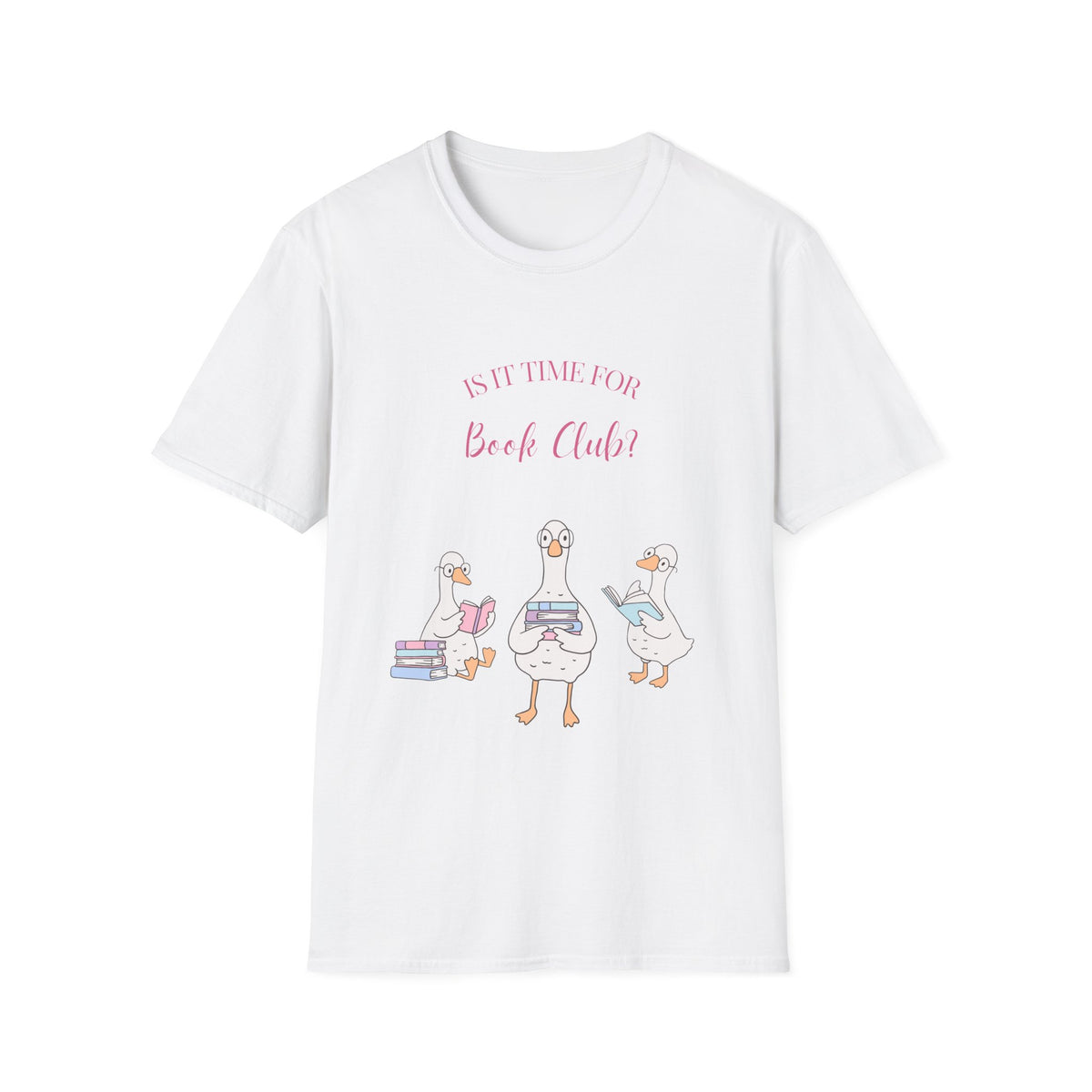 "Is It Time for Book Club?" Cute Geese Reading Tee