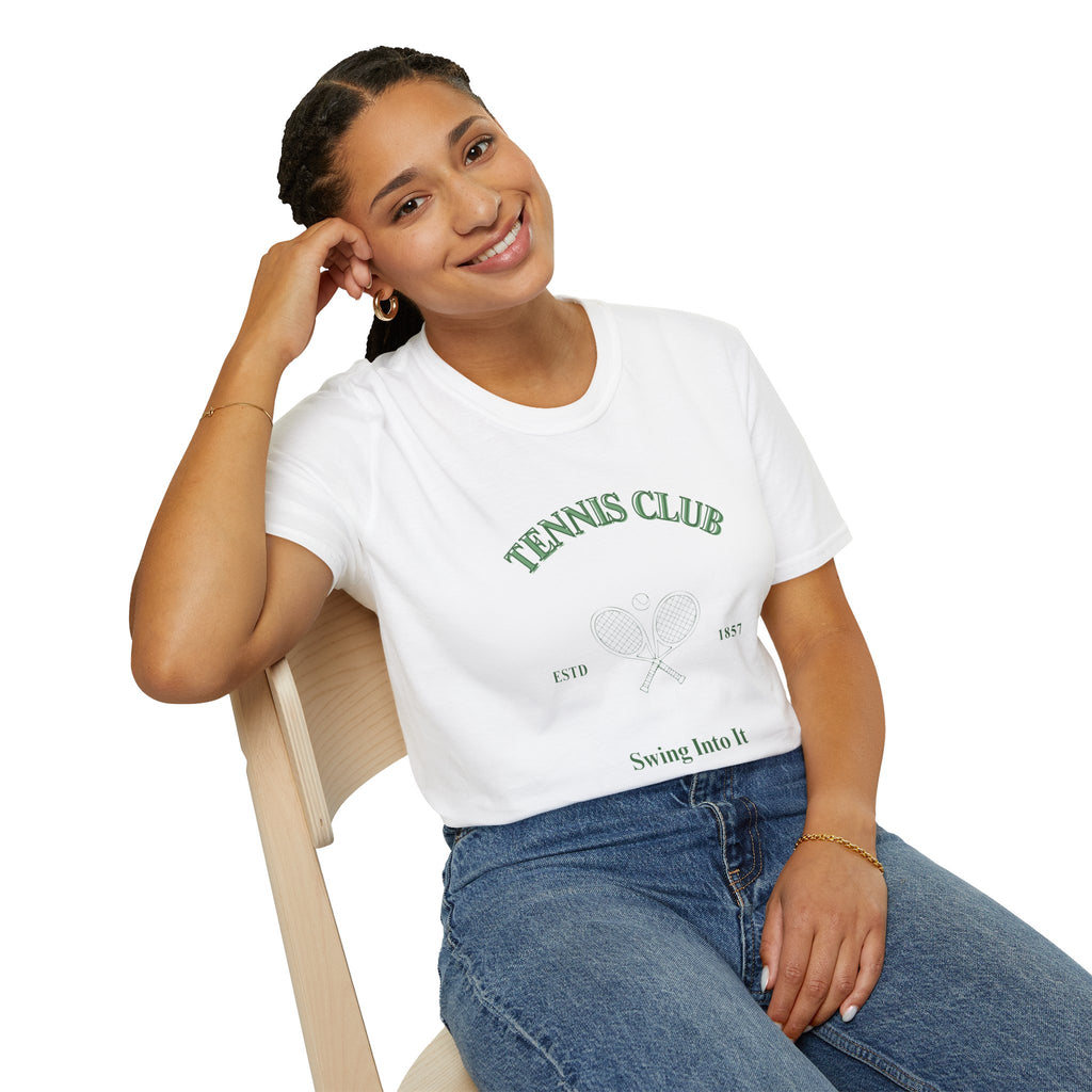 Tennis Club T-Shirt — 'Swing Into It' Vintage Tennis Tee
