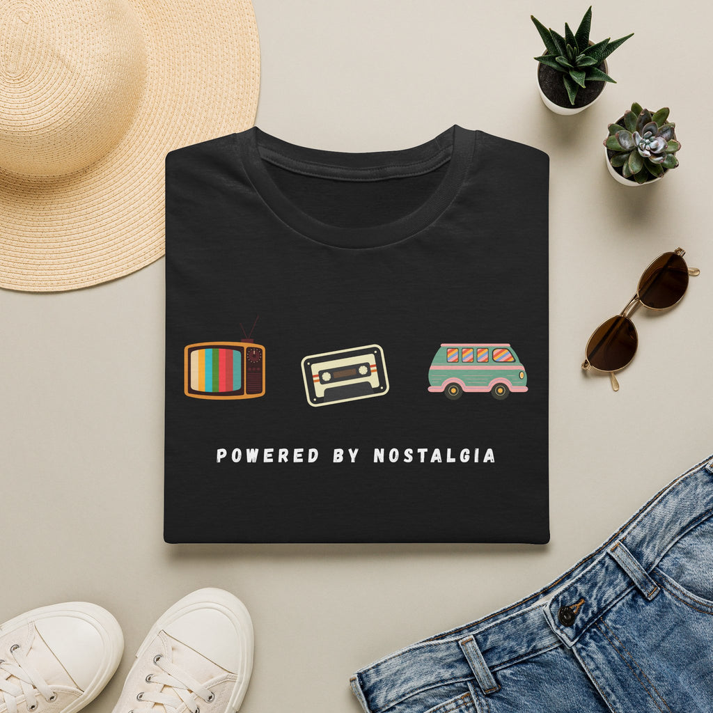 "Powered by Nostalgia" — Vintage Vibes Graphic Tee