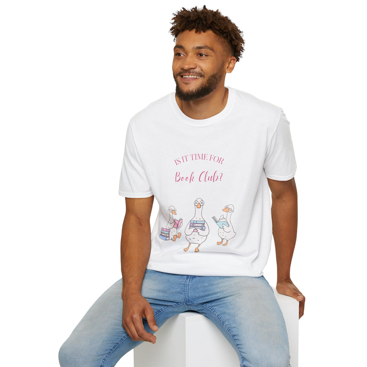 "Is It Time for Book Club?" Cute Geese Reading Tee